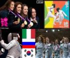 Γυναικεία foil ομάδα περίφραξη πόντιουμ, Ιταλία, Ρωσία και Νότια και Κορέας - London 2012-